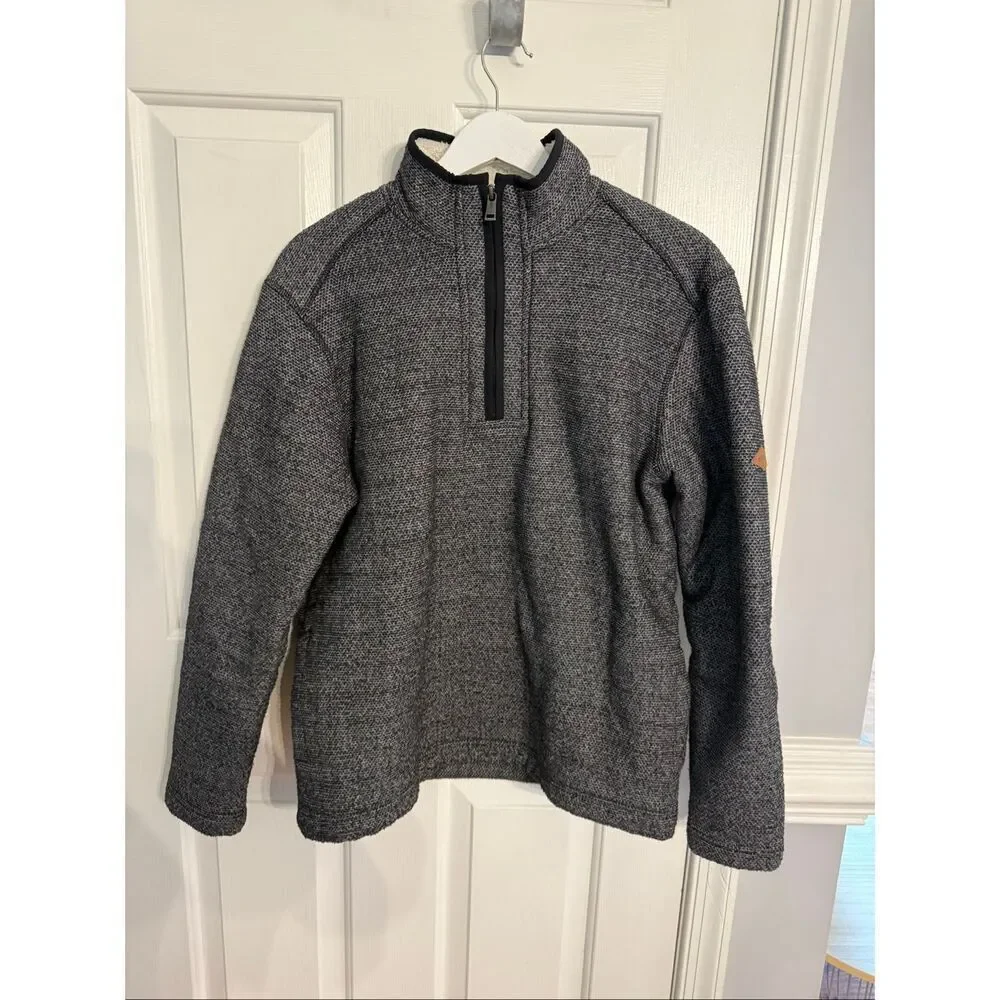 Orvis Mens Black Sherpa Lined Quarter Zip Pullover sz M EUC